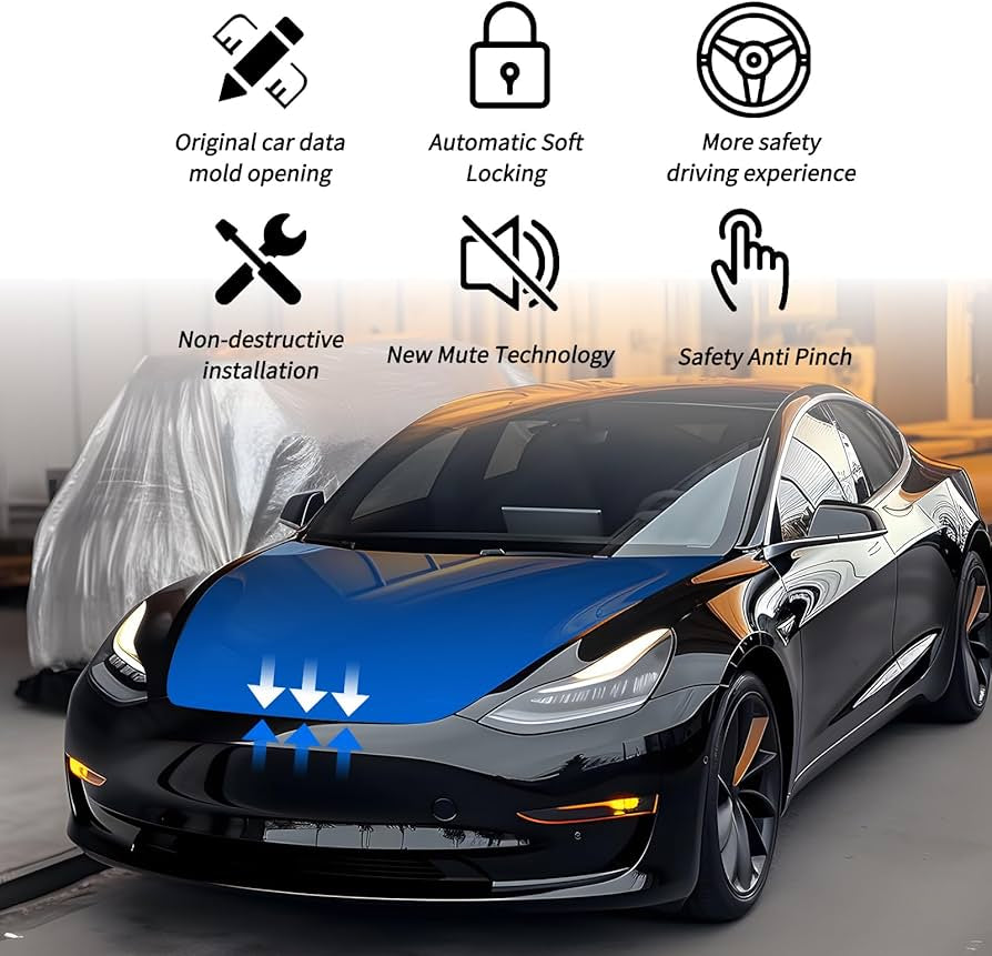 Tesla Model 3 & Model Y Electric Auto Close Frunk Kit Soft Close Smart Front Trunk Upgrade 2022–2024