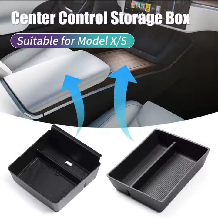 Tesla Model S/X 2022+ Console & Armrest Flocked Storage Organizer Set of 2 Interior Tray
