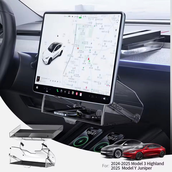 Tesla screen mounted storage box
