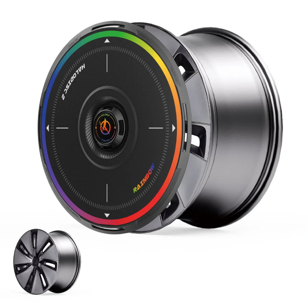 Tesla Model 3 Highland Wheel Covers HALODISC Rainbow Road